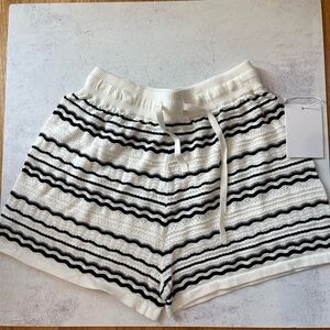 Black and White Striped Knit Men's Shorts